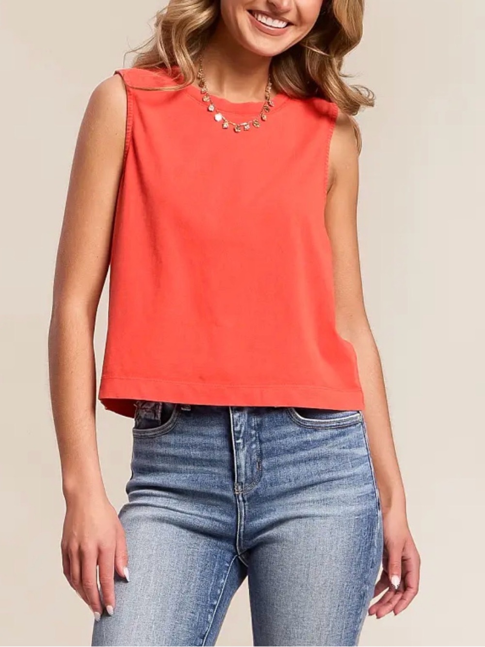 Z SUPPLY Sloane Jersey Muscle Tank in Poppy Red Sz L